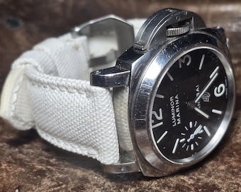 White canvas strap padded custom made for pam