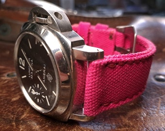 pink  canvas strap  custom made for pam rolex , omega ...