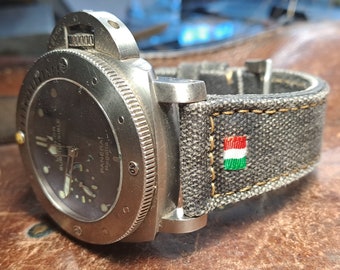 black washed canvas strap  custom made for panerai