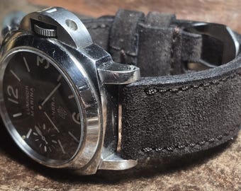 Custom made strap in dark brown  suede  for pam