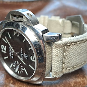 Correa de lona color canela lavada/envejecida hecha a medida para panerai rolex omega... immagine 1