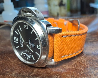 Correa de lona naranja hecha a medida para panerai, rolex, omega.....