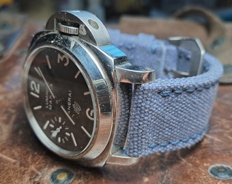 harbor blue canvas strap  custom made for panerai