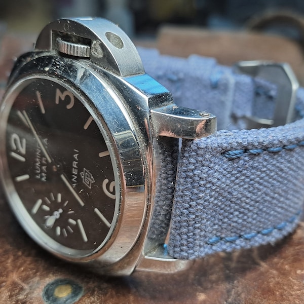 harbor blue canvas strap  custom made for panerai