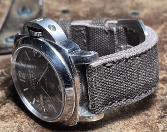 Canvas strap in dark brown for pam and other watches