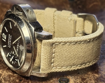 Custom made strap in washed canvas   cream  color
