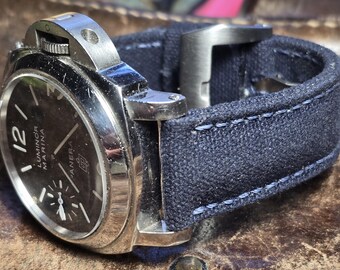 Custom made  padded strap in navy blue  for Pam or ohter watches