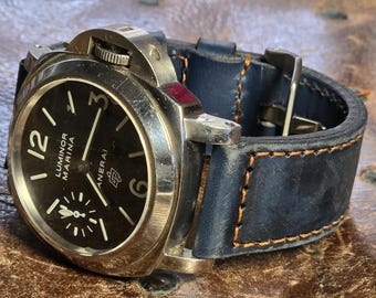 Correa de piel azul hecha a medida para Panerai