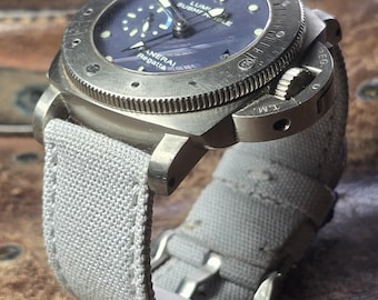 Light grey  canvas strap  custom made for watches