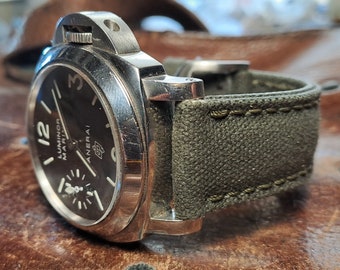 Strap padded in olive green for panerai, rolex, omega...