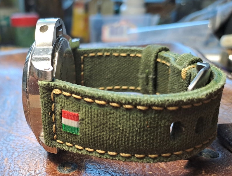 Green canvas strap custom made for panerai zdjęcie 2