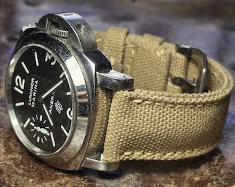 Custom made  padded strap in dark beige  for Pam or ohter watches