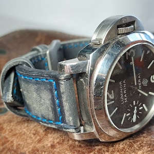 Correa de cuero pátina gris hecha a medida para panerai y otros relojes