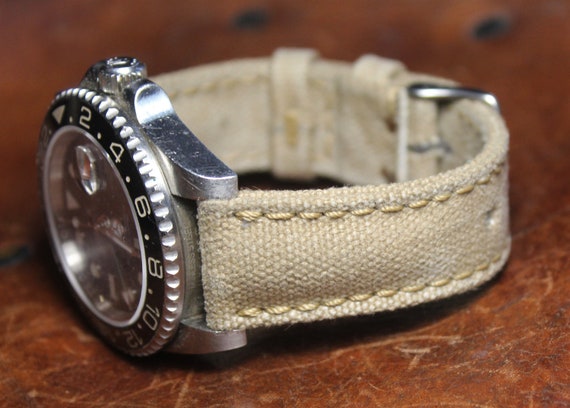 Correa de lona HECHA A MEDIDA beige claro para reloj
