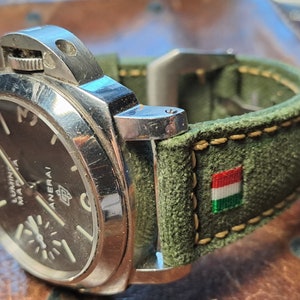 Green canvas strap  custom made for panerai