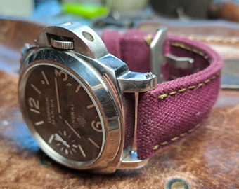 Correa de lona acolchada color bordeaux para reloj panerai CUSTOM MADE