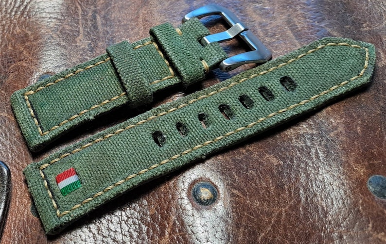 Green canvas strap custom made for panerai zdjęcie 5