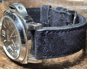 Custom made strap in navy blue  suede  for pam