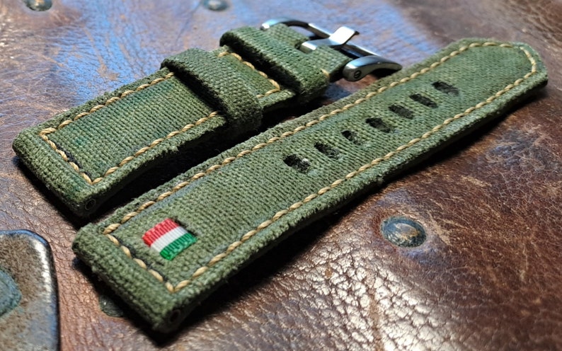 Green canvas strap custom made for panerai zdjęcie 4