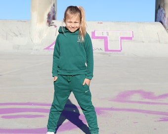 Unixes sweatpants set girls hoodie pants emerald cotton joggers kids sweater boys truck suite