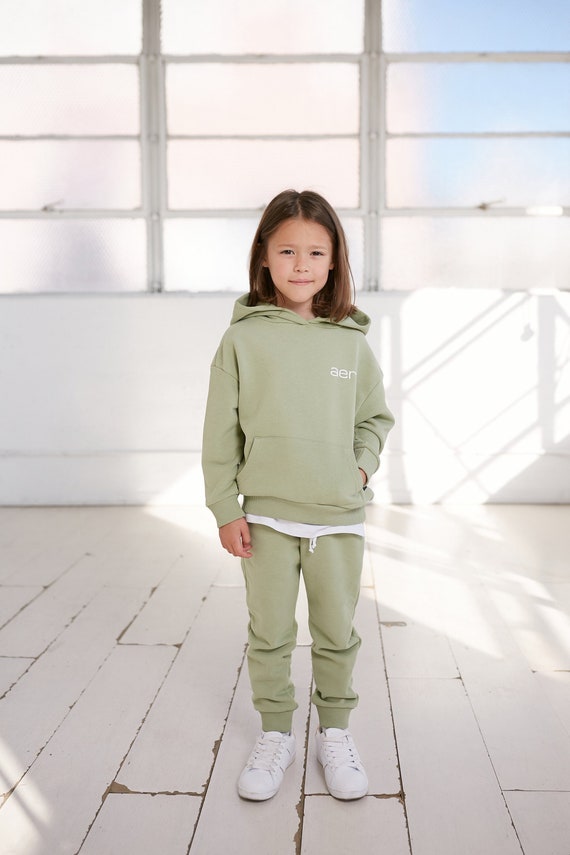 Buy Unisex Sweatpants Set Girls Hoodie Pants Olive Cotton Joggers Kids Mint  Sweater Boys Green Truck Suite Online in India 
