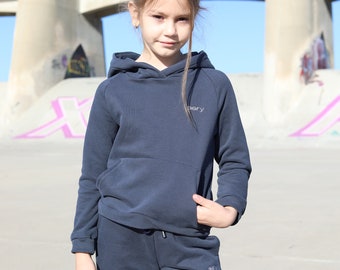 Unixes sweatpants set girls hoodie pants dark blue cotton joggers kids sweater boys truck suite