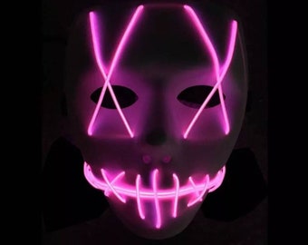 YXwin Purge Mask Light up LED Halloween Mask for Adults Men Women Boys Girls 