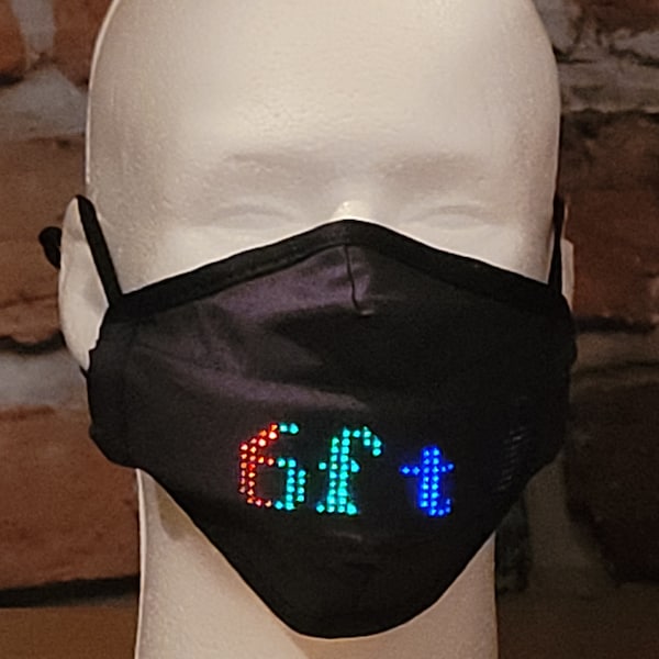 Masque lumineux LED programmable DIY avec panneau de message déroulant Masque DJ Masque de fête du Nouvel An Idéal pour les promos !