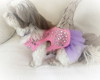 Pink & Purple Dog Harness with Skirt - Bark Avenue Bling