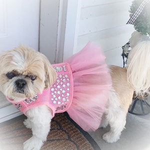 Powder Pink Harness with Skirt - Bark Avenue Bling