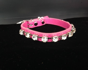 Big Bling Hot Pink Leder Halsband - Bark Allee Bling