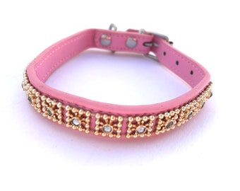 Light Pink Collar with Gold Trim - Bark Avenue Bling