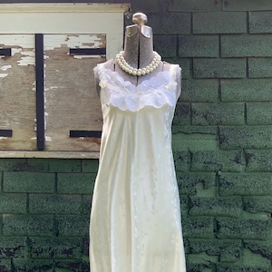 Vintage embossed cream nightgown, Carole Hochman Bonwit Teller