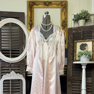 Vintage Christian Dior Peignoir Set 1980s Pink Satin Nightgown and Robe Etsy Israel