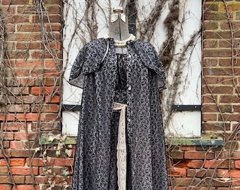 Vintage 1950s black lace peignoir set, Fantasy Lingerie nightgown and robe set
