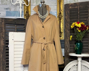 Vintage Camel Belted Trench Coat, Sears Lightweight Long