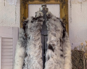 1970s Coat Leather Shearling Curly Fur Lamb Reversible Hooded M - Etsy