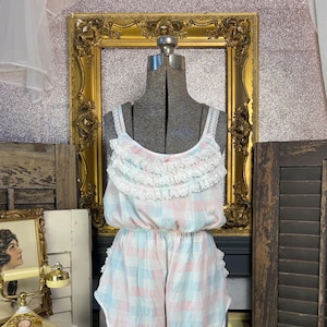 Vintage Pastel Romper Lingerie: Cotton Teddy Bodysuit