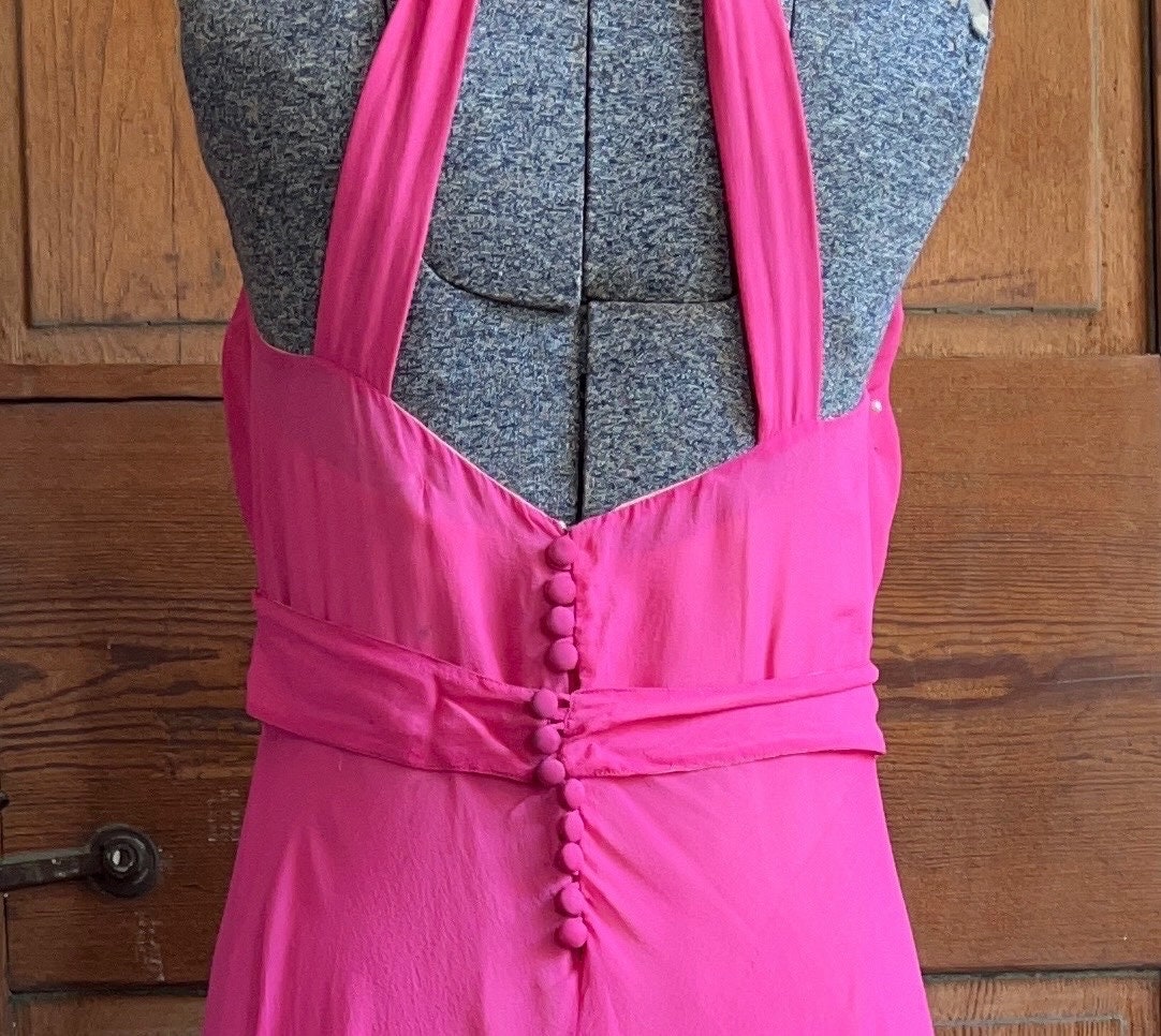 Keyhole Halter Neck Chiffon Dress with Pockets Vintage Mauve