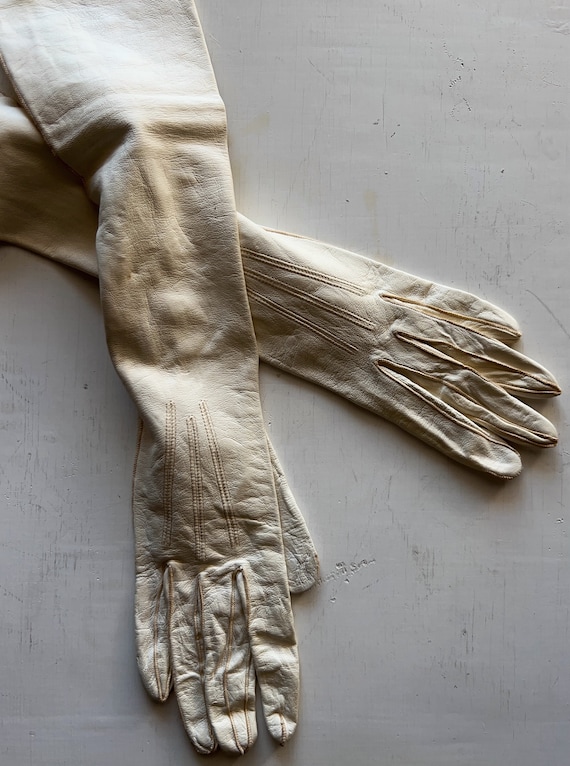 vintage gant tricot coton blanc # old glove
