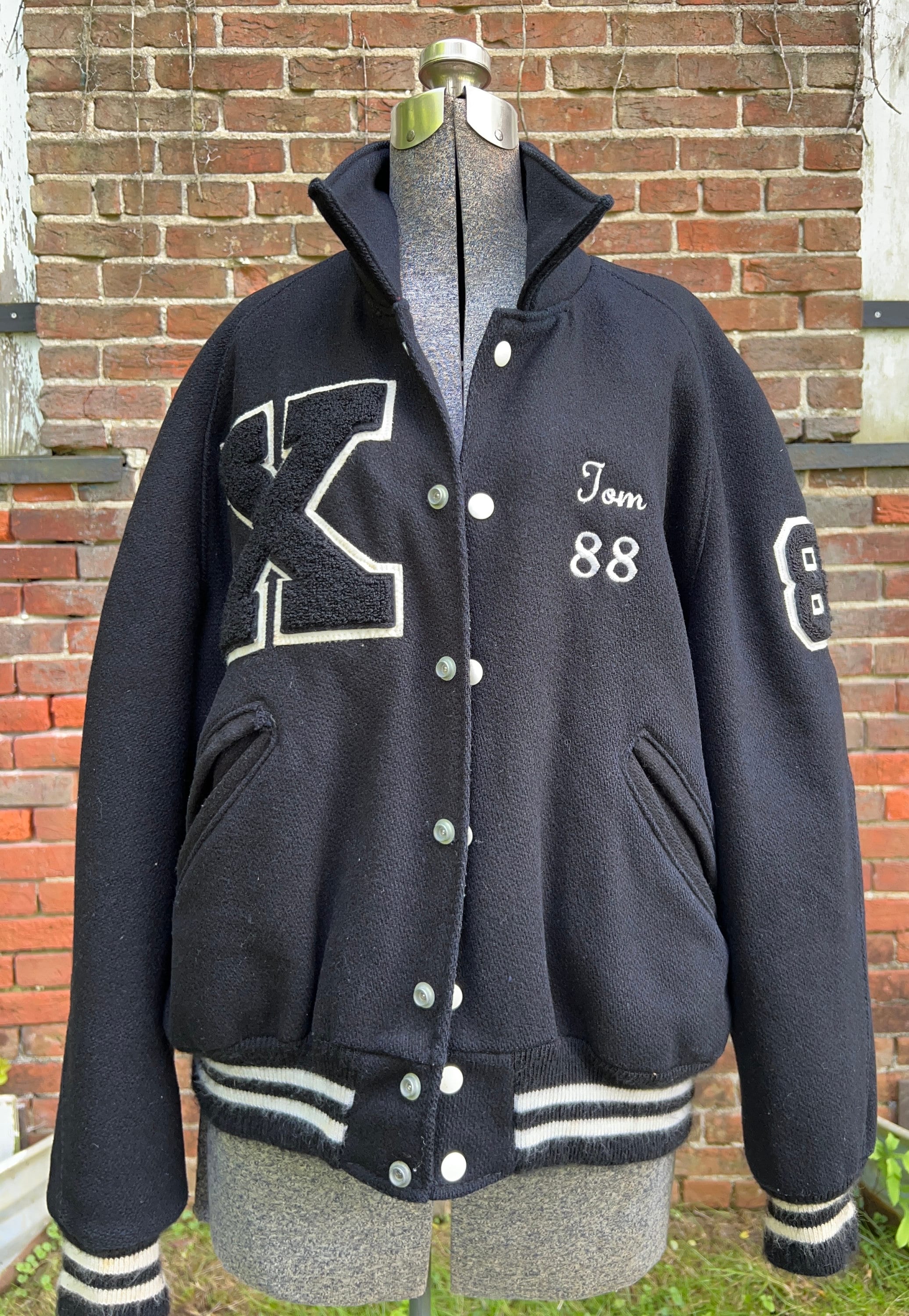 Vintage 1980s Black Wool Xavier Varsity Letter Jacket, 88 - Etsy