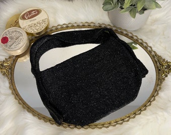 Vintage 1940s black beaded purse, evening bag, special occasion clutch, art deco handbag
