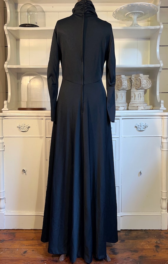 Vintage black maxi gown, 70s long sleeve party go… - image 5