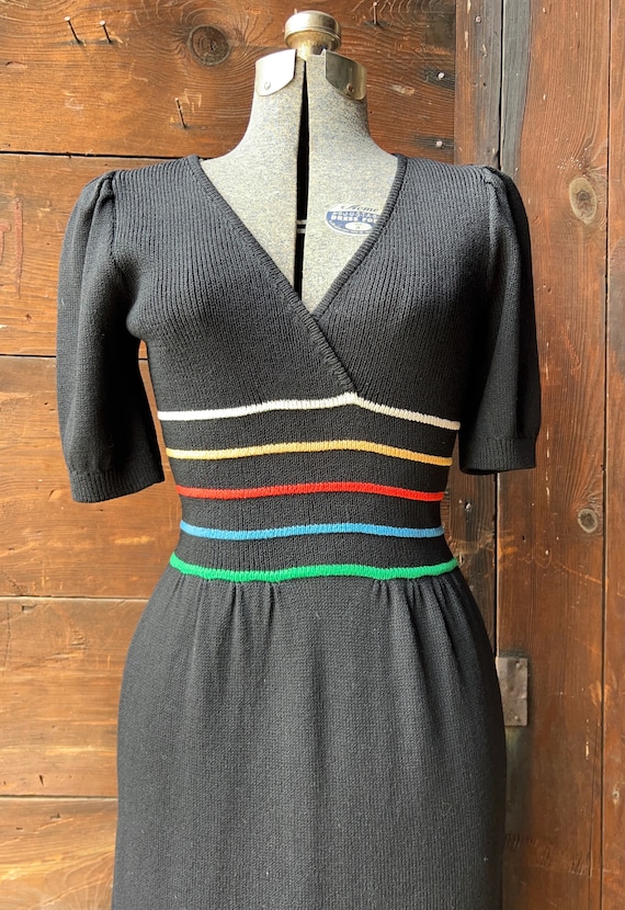 Vintage 1970s St. John knit rainbow stripe dress - image 5