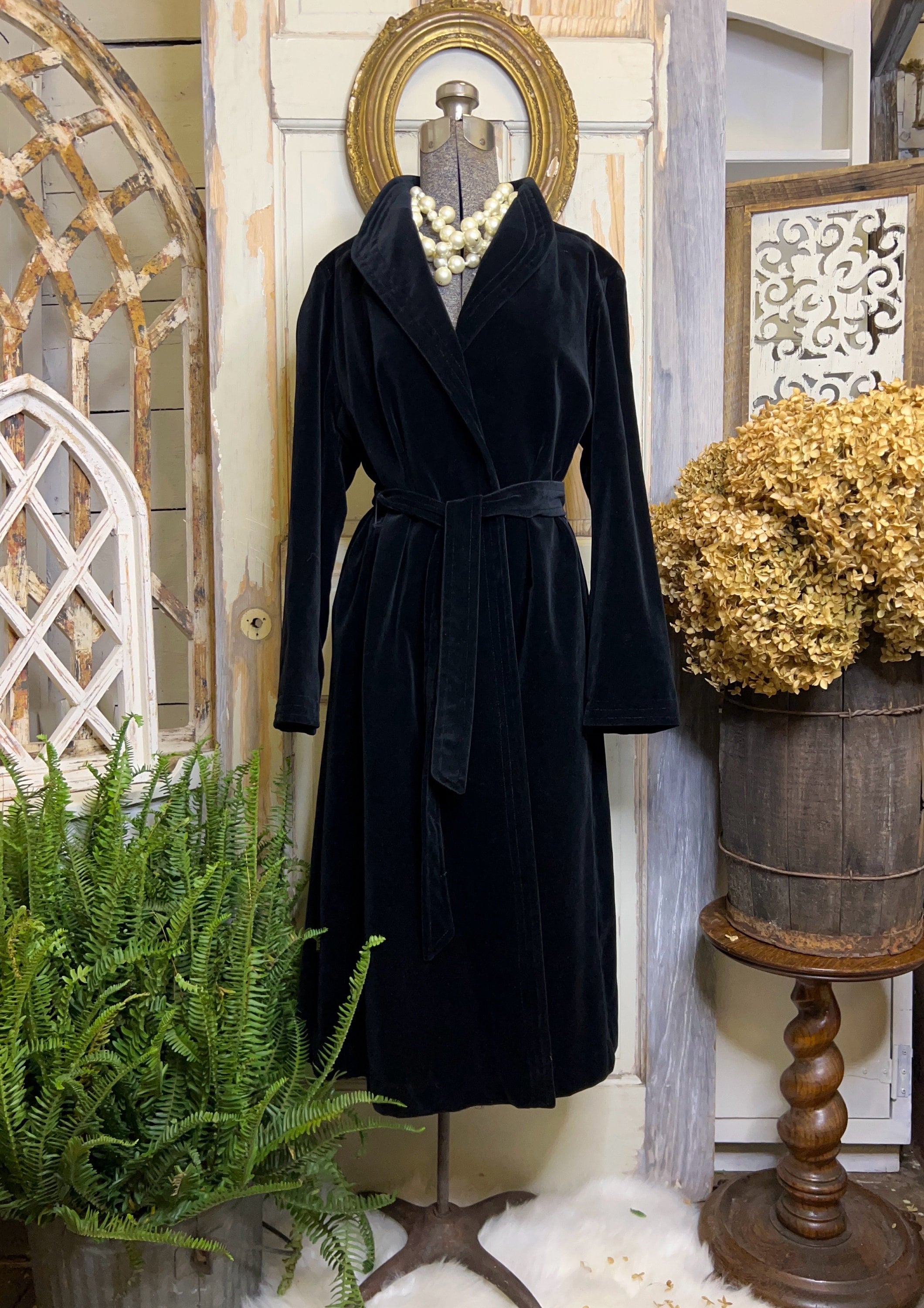 Vintage Velvet Coat Vintage 1970s Black Velvet Maxi Coat Holt