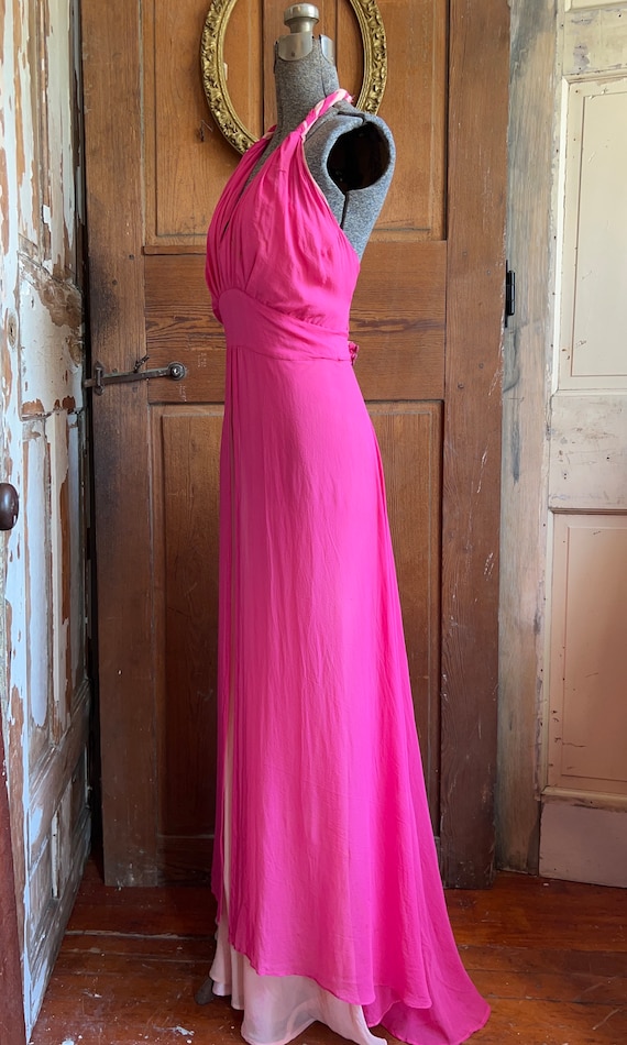 Vintage 1930s Chiffon Gown, Halter Neck Pink Dress, 1940s, Old Hollywood  Glam - Etsy