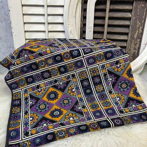 Vintage 1960s geometric tapestry, tablecloth, vintage table cover