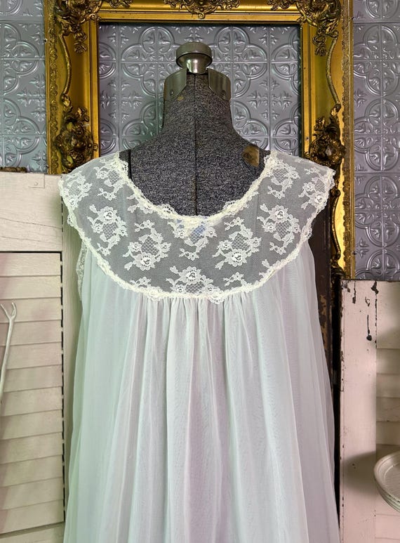 Vintage sheer white double chiffon babydoll night… - image 6