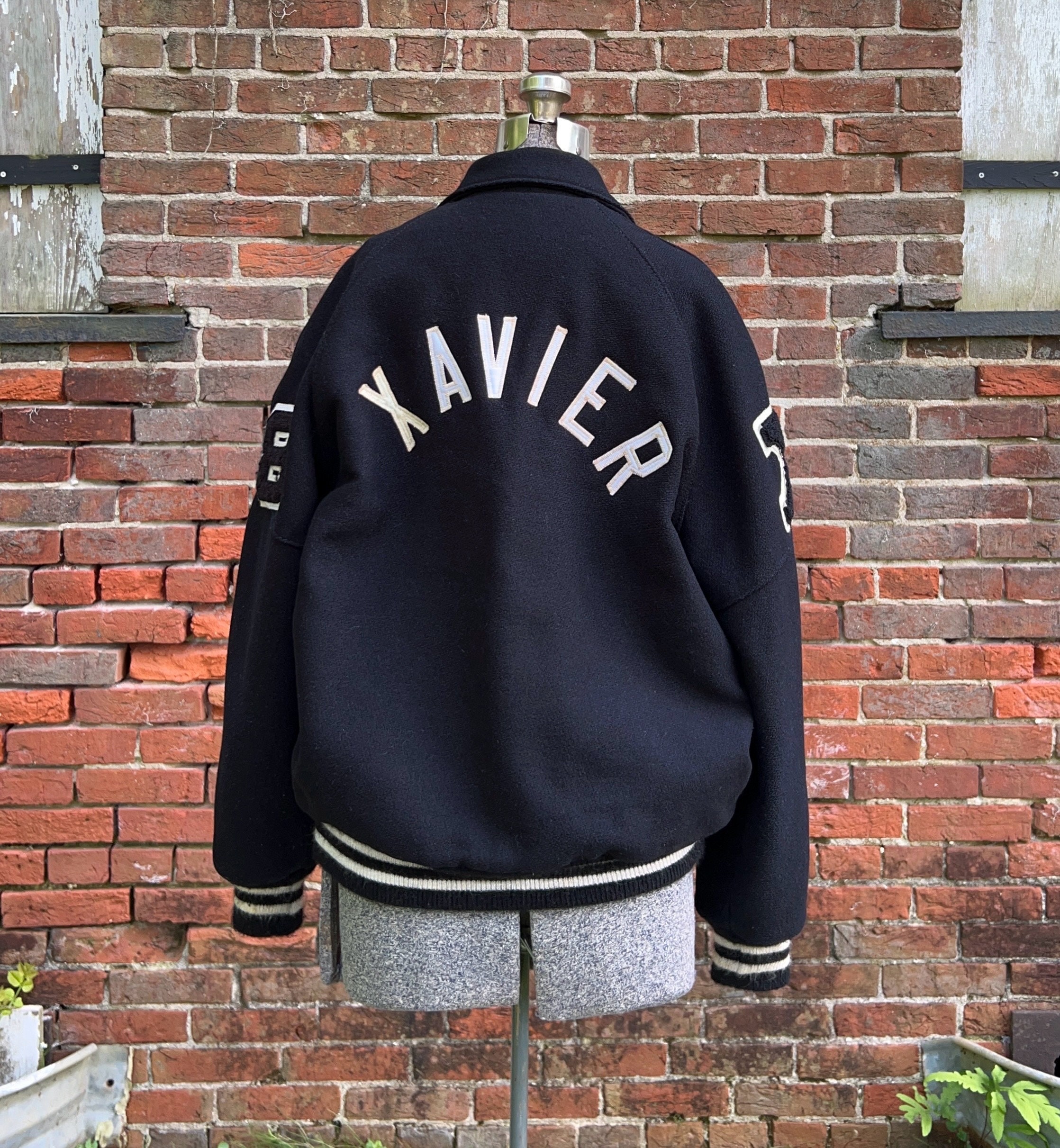 Vintage 1980s Black Wool Xavier Varsity Letter Jacket, 88 - Etsy