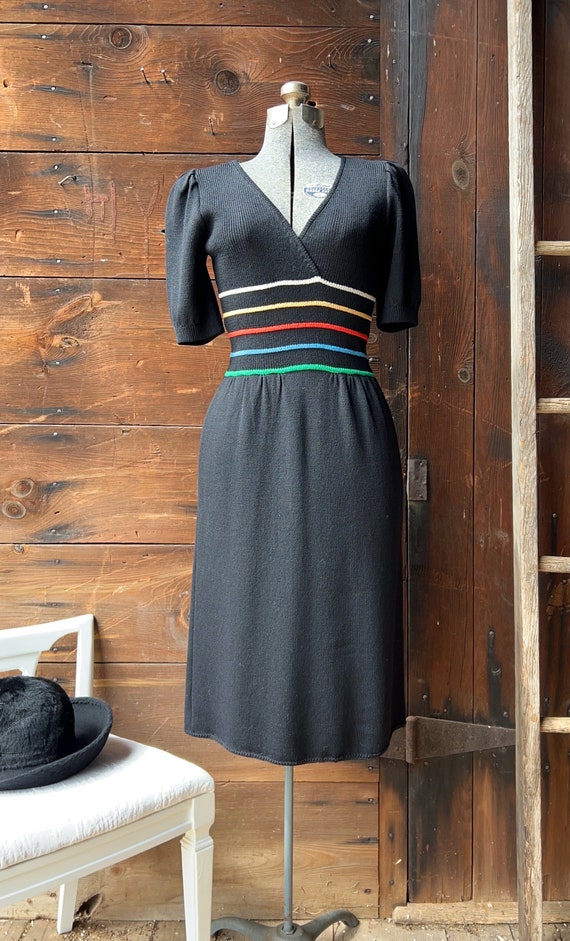 Vintage 1970s St. John knit rainbow stripe dress - image 2